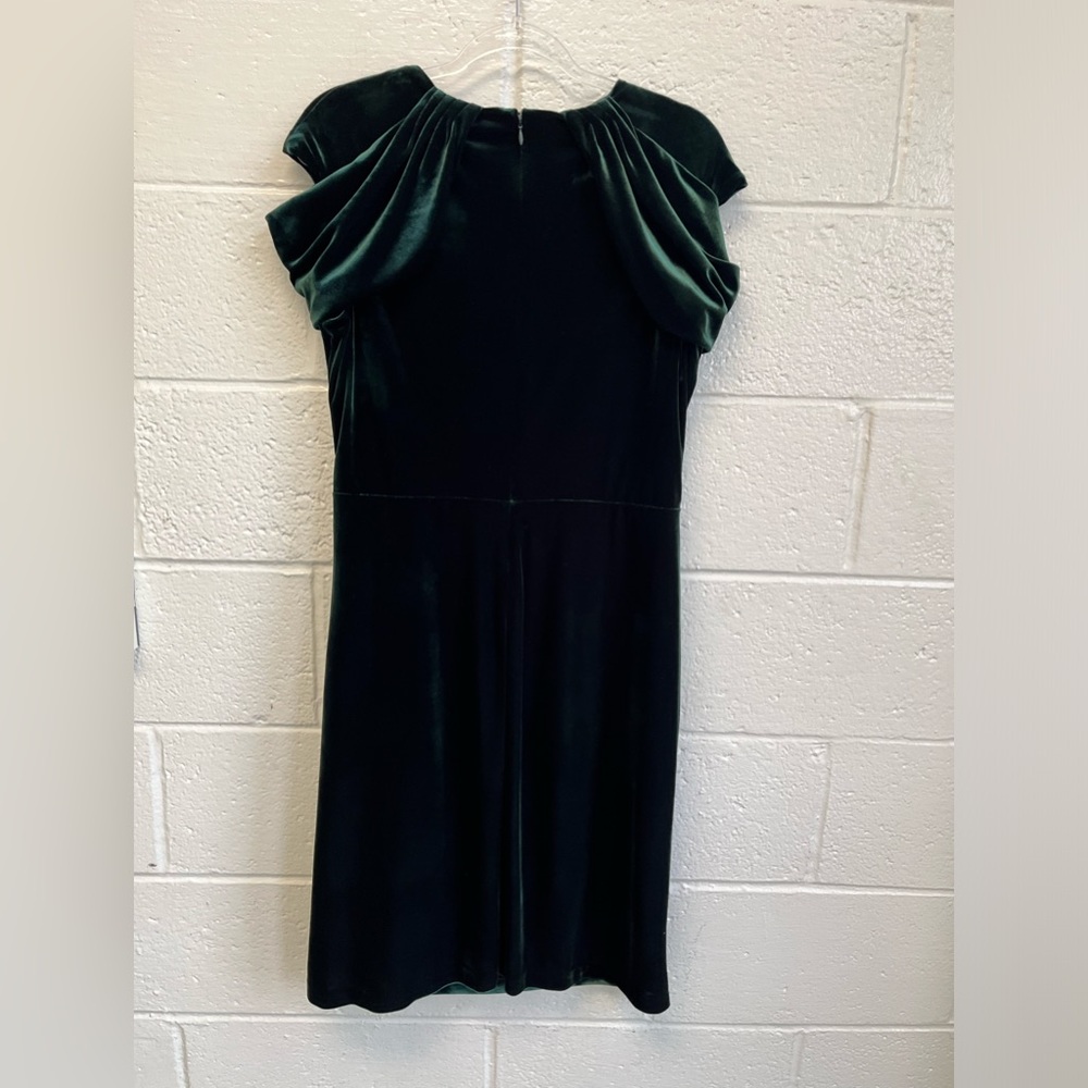 Ralph Lauren LAUREN Green Velvet Ruched Dress Sz. 14 NWT - Picture 5 of 12